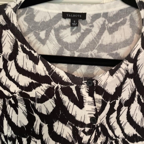 Talbots Artistic Black and White Cardigan Sweater like new - Picture 2 of 3